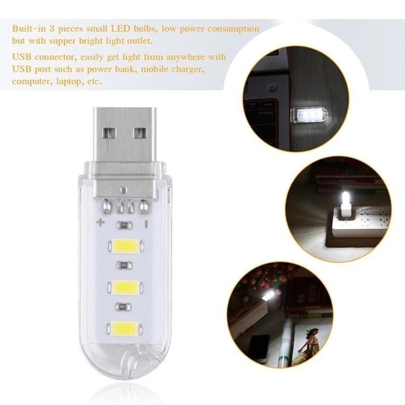 โคมไฟ LED Mini พกพา USB สำหรับแล็ปท็อปและพาวเวอร์แบงค์ thumbnail 3