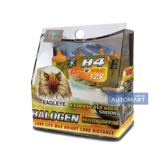 EAGLEYE หลอดไฟหน้าฮาโลเจน H4 12V 100/90W YELLOW DIPPING (แสงสีเหลือง) (1 แพ็คมี 2 ดวง)