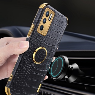 2021 New เคสโทรศัพท์ OPPO Reno6 Z 5G / Reno6 / Reno6 Pro Phone Case Crocodile Pattern 360 Degree Rotating Ring Protective Cover เคส Reno 6 6Z Pro 5G Casing