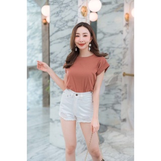 👸เสื้อคอกลมแขนในตัวผ้าดี
