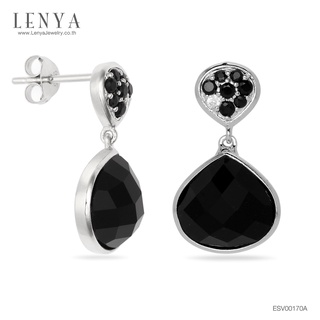 Lenya Jewelry ต่างหูเงินแท้ 925 ดีไซน์เก๋ประดับด้วยนิล ช่วยปกป้องคุ้มครองให้ปลอดภัยจากภยันอันตรายต่างๆ