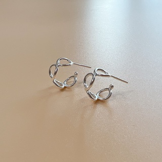 Jollity Silver Jewelry ต่างหูเงินแท้92.5% ต่างหูปักก้านกึ่งห่วง วงกลมไซส์ M Half Hoop Circle M Stud Earring