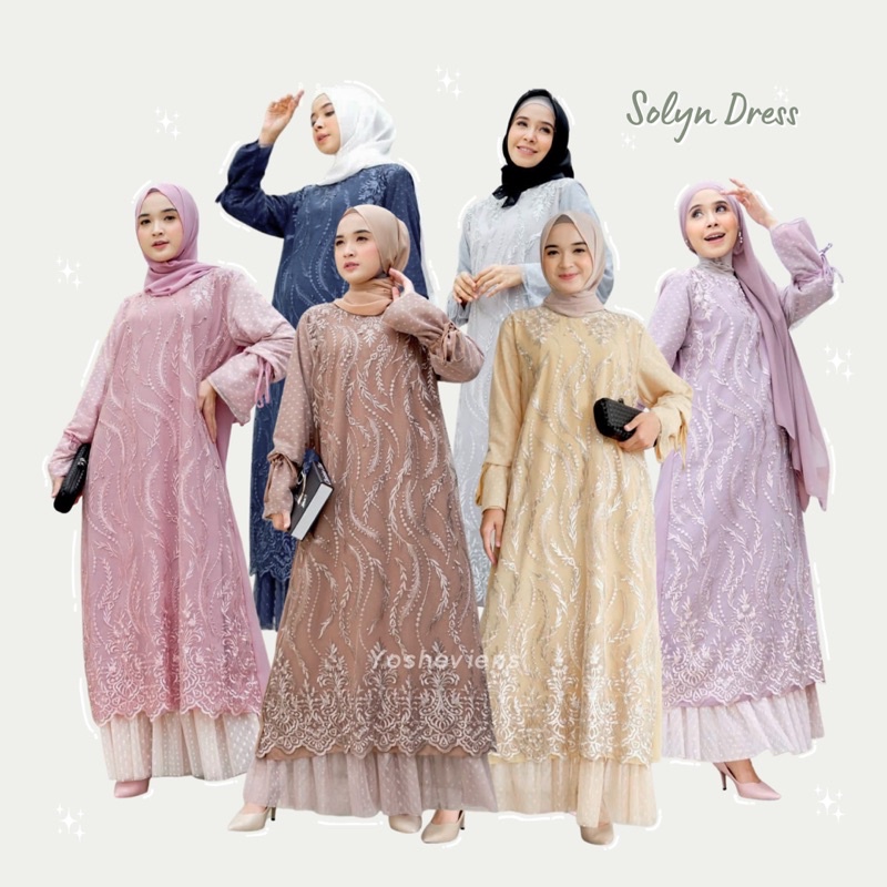YoshiEVIS - SOLYN DRESS LD 110 มุสลิมแฟชั่นผู้หญิง Gamis Syari กระเบื้องเย็บปักถักร้อยเพื่อนเจ้าสาวช