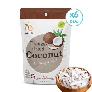 Wel-B Freeze-dried Coconut 30g. (มะพร้าวกรอบ 30 กรัม) (แพ็ค 6 ซอง)-ขนม ขนมเด็ก ขนมเพื่อสุขภาพ