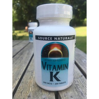 วิตามินเค Vitamin K 500 mcg  plus Calcium 43 mg  200 Tablets (Source Naturals)