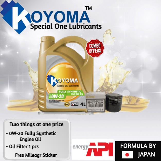 MAZDA RX-8,MAZDA 2/3 (NON-SKYACTIV) กรองน้ํามัน PE01-14-302 + KOYOMA 0W20 FULLY SYNTHETIC ENGINE OIL