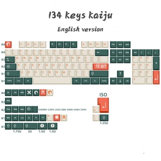 Gmk Clone Kaiju ปุ่มกดคีย์บอร์ด 134-Key Cherry Contour PBT ISO Mx 64 84 980 104 สีย้อม สไตล์ญี่ปุ่น