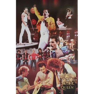 โปสเตอร์ วง Queen ควีน วง ดนตรี ร็อก รูป ภาพ ติดผนัง สวยๆ poster 34.5 x 23.5 นิ้ว (88 x 60 ซม.โดยประมาณ)