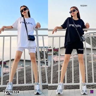 TW16324 Legging Set เสื้อยืดทรง Oversize แมตส์กับเลคกิ้งขาสั้น