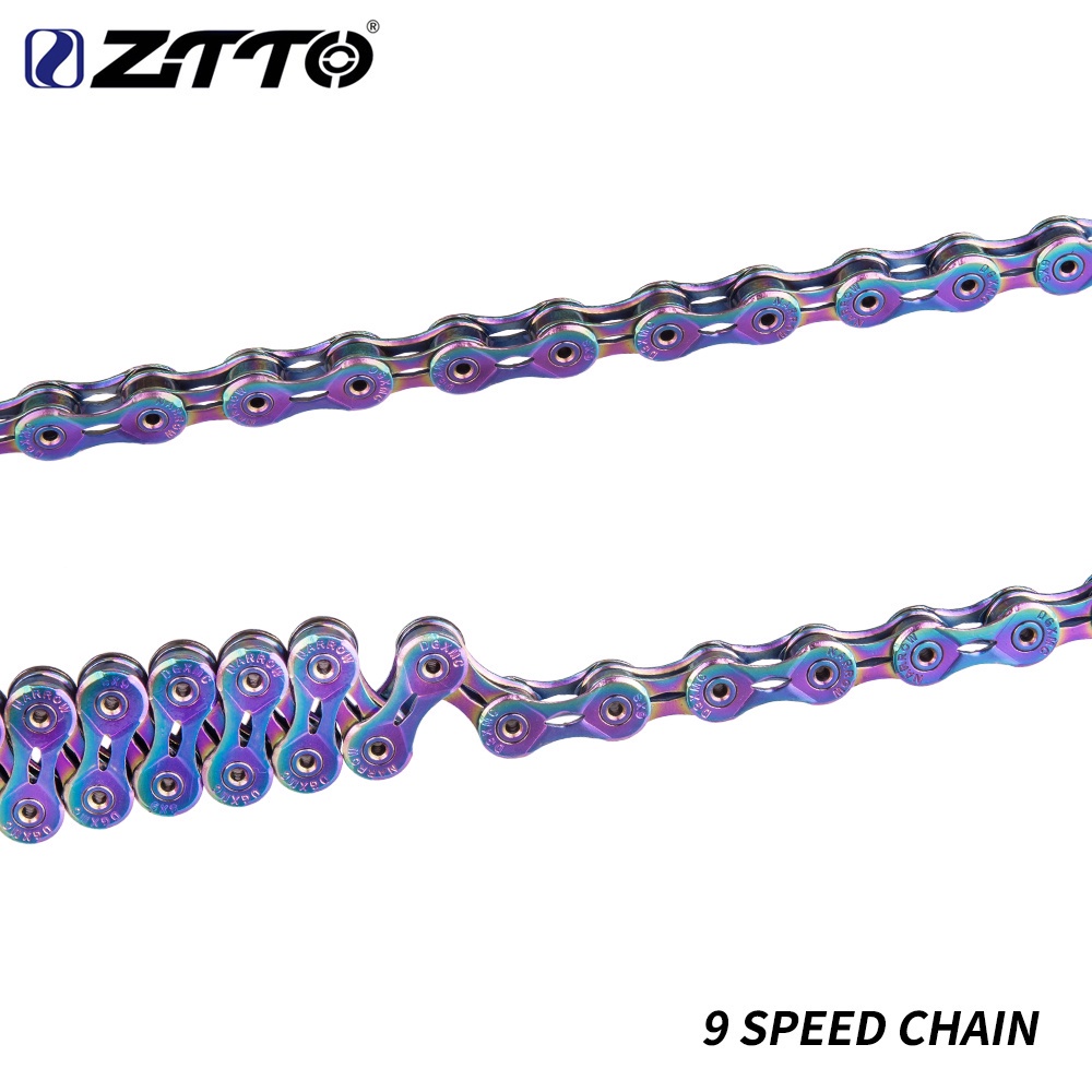 Ztto 9 ความเร็ว MTB Road Bike Chain 9s สีสัน 9 สปีดจักรยานทนทาน Missing link โซ่สายรุ้ง EL SLR สําหรับจักรยานเสือภูเขา