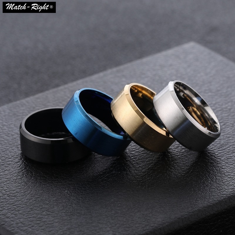 5040 แหวนสเตนเลส สีดํา/สีเงิน/สีทอง/สีฟ้า สําหรับผู้ชายผู้หญิง ขนาด 8 มม.