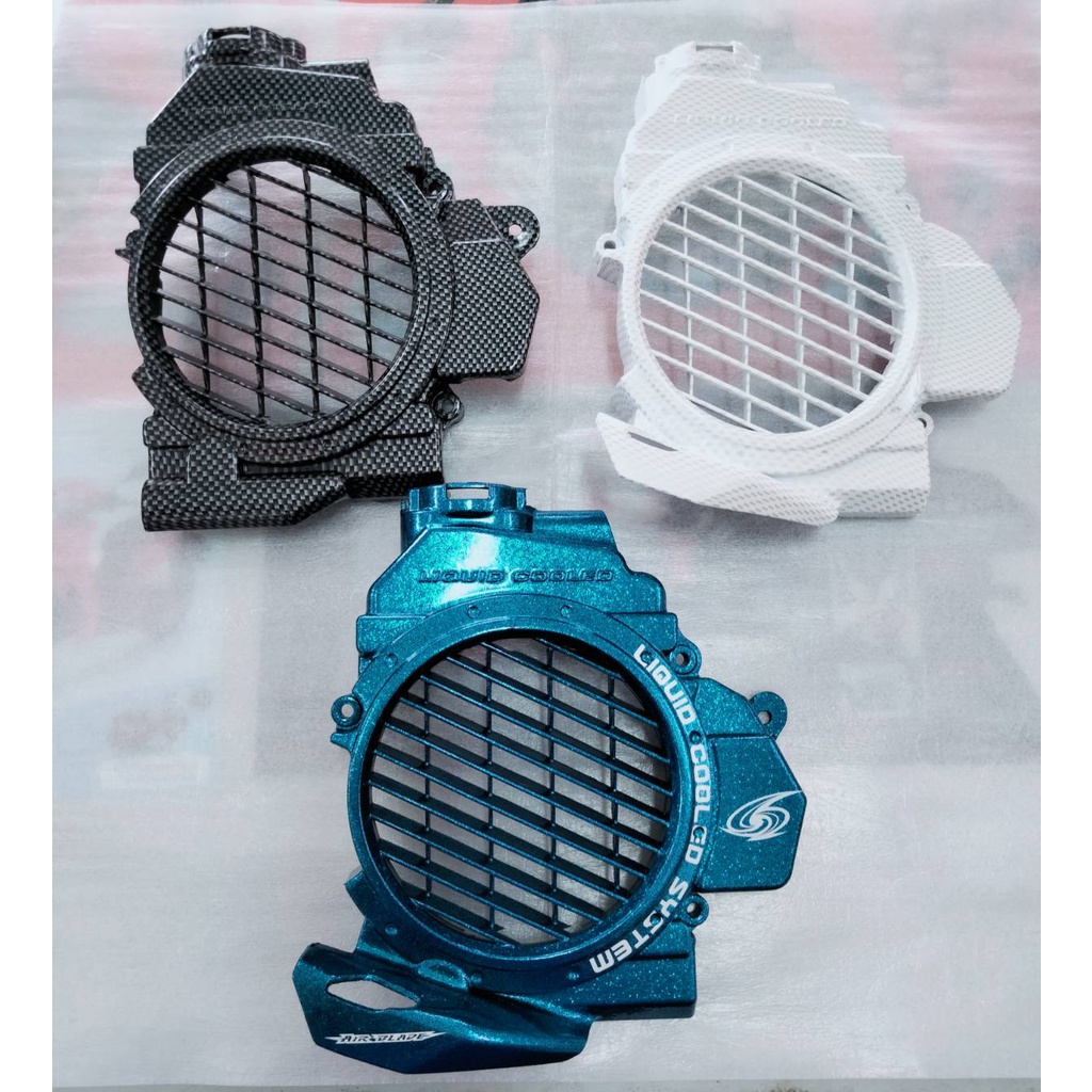 ฝาครอบหม้อน้ำลายเคฟล่า สีดำ/สีขาว/น้ำเงินมุก  อะไหล่แต่งแท้ HONDA C-PARTS รุ่น Click 110 เก่าคาบู / 