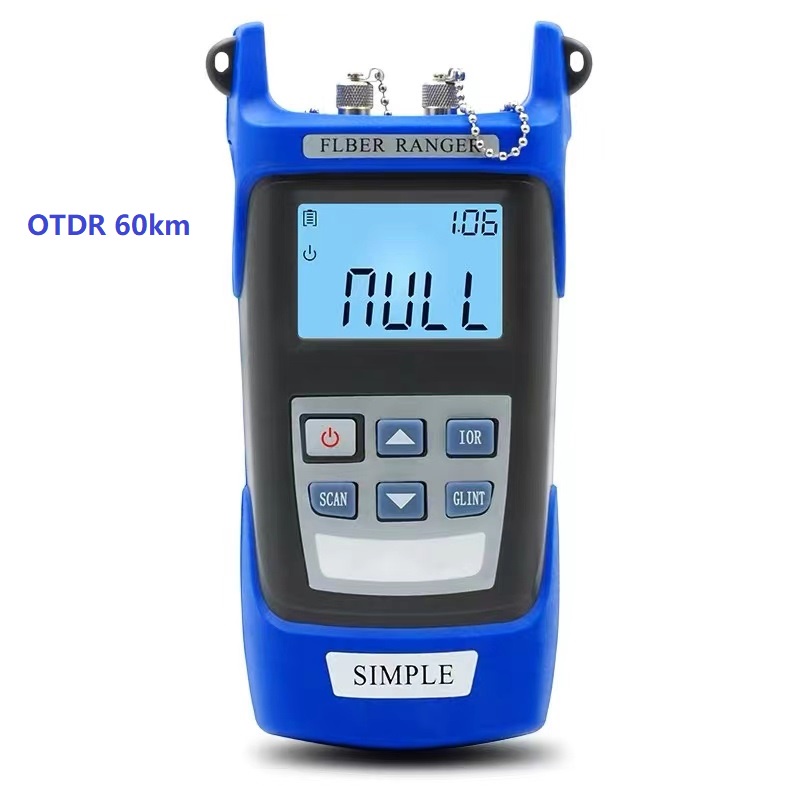 OTDR 60KM 1550nm FTTH Fiber Optical Fiber Reflectometer ในตัว VFL พร้อม FC SC Touch Port Measurable 