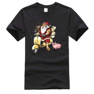 Claus Father Christmas Motorcycle Rider Funny Top T-shirts Cute Pig Gift Xmas Tee Shirt  Fashion New Tshirt Men 471