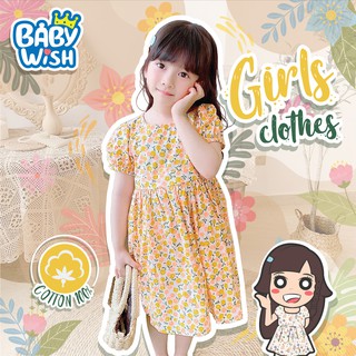 Baby Wish🌼 ชุดเดรสเจ้าหญิงลายดอกไม้ฤดูร้อนสําหรับเด็กผู้หญิง ชุดกระโปรงเด็ก 90cm-130cm