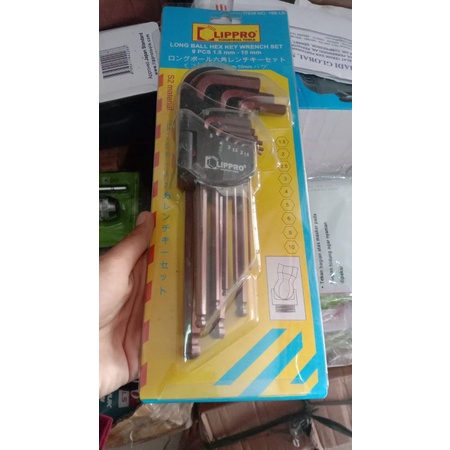 LIPPRO L-WRENCH Set 9 ชิ้น Long Ball Point Hex Key 168LS