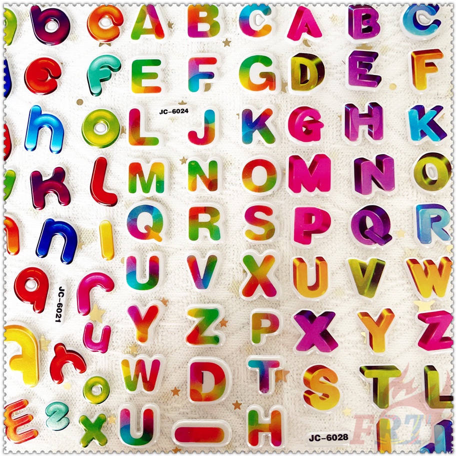 ❀ English Letters Q-1 DIY Rewards Sticker ❀ 1 Sheet 3D Puffy Bubble Stickers Waterpoof Toys PVC Stic
