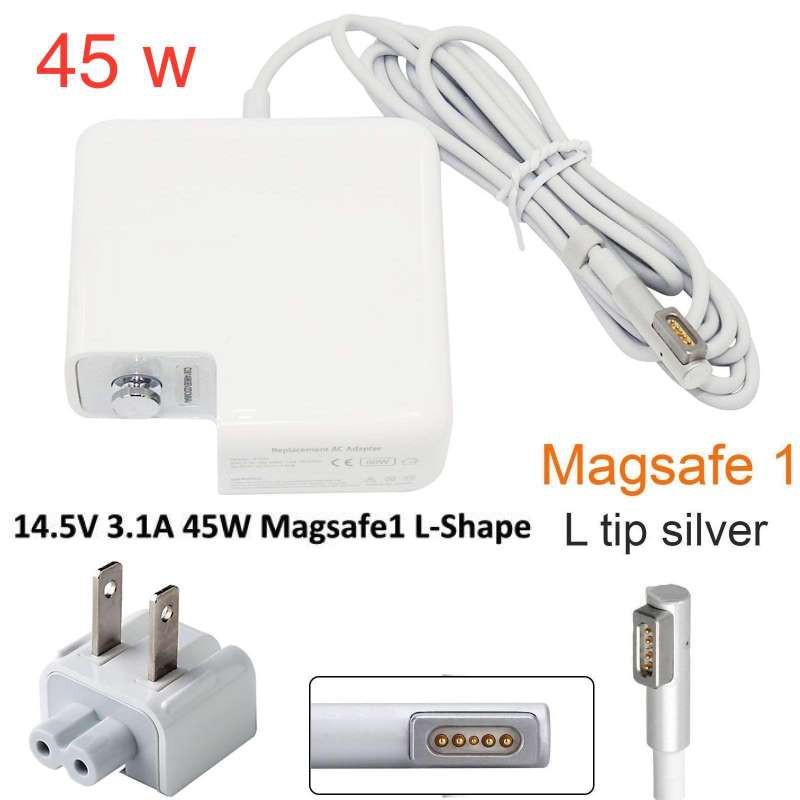 14.5V 3.1A 45W 5 Pin L Style MagSafe 1 Power Charger For Apple MacbooPlug(White)