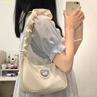 คะนอง#🍖🍗 new love rabbit underarm bag women s shoulder bag crescent bag folds cute drawstring handbag