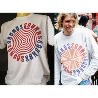 เสื้อยืดคอกลมเสื้อวงนำเข้า Kurt Cobain Sounds Nirvana Grunge Retro Style Vintage T-ShirtfromS-3XL