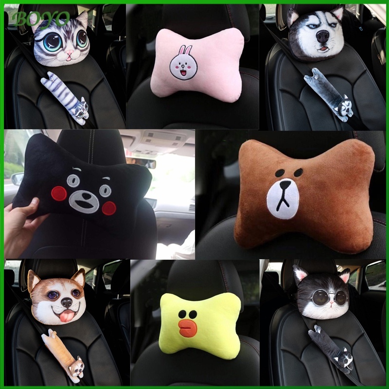 หมอนอิงรถยนต์ ลายการ์ตูนสัตว์น่ารัก ตกแต่งภายในรถ หมอนอิงรถยนต์ ลดความเมื่อยล้า ช่วยให้ผ่อนคลาย