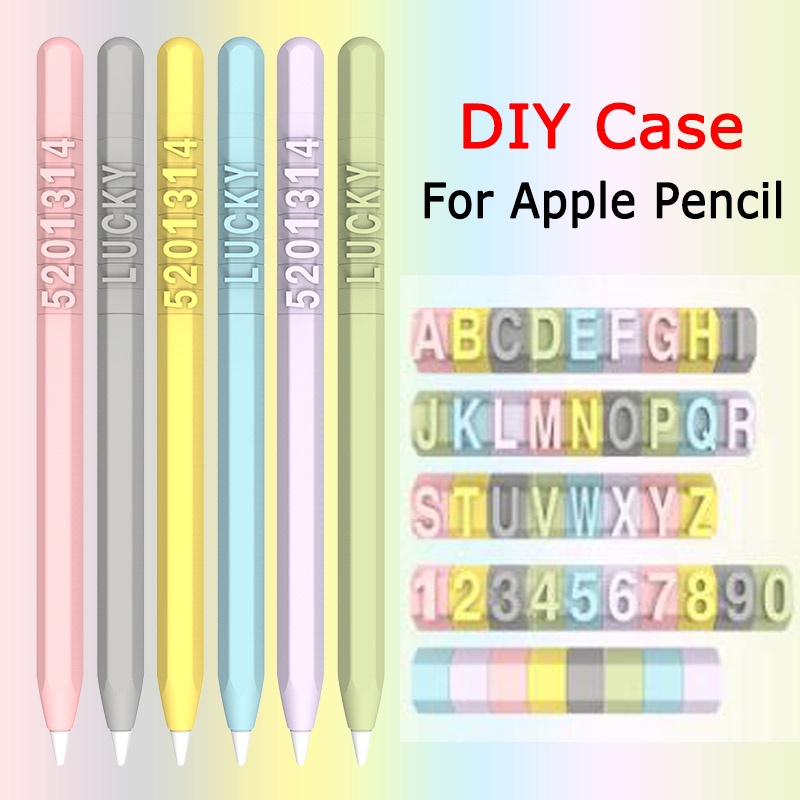 เคสปากกา ซิลิโคน ลายตัวอักษร ตัวเลข สร้างสรรค์ สําหรับ Apple Pencil 1 &amp; 2 DIY
