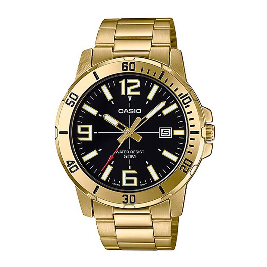 Casio Standard นาฬิกาข้อมือผู้ชาย สายสแตนเลส รุ่น MTP-VD01G,MTP-VD01G-1B - สีทอง