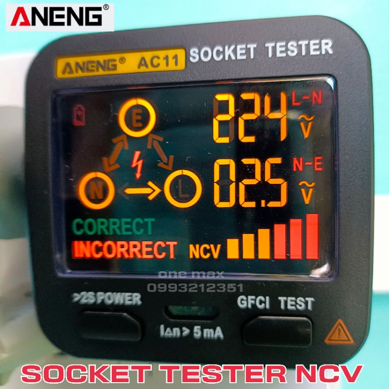 ANENG AC 11 จอ LCD มีระบบ NCV  เครื่องเทสปลักไฟ ตัวเทสต์ปลั๊ก SOCKET TESTER Thunelectric ปลั๊กเทสไฟ มัลติมิเตอร์ดิจิตอล