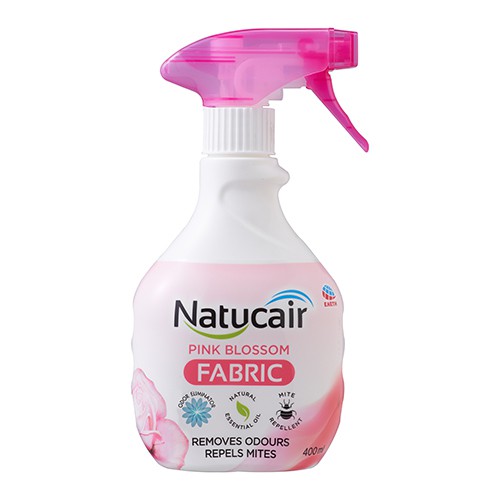NATUCAIR FABLIC เนเชอแคร์ แฟบริค สเปรย์กำจัดและป้องกันไรฝุ่น กลิ่นพิงค์บลอสซั่ม 400 มล.