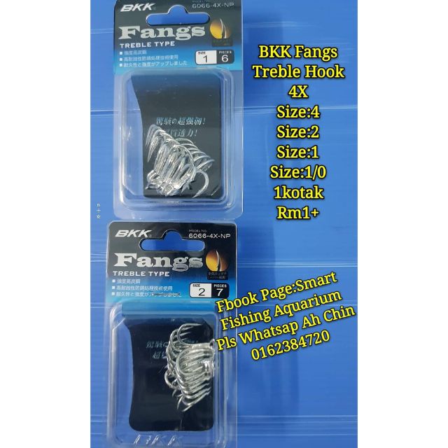 BKK FangsTreble Hook 4X Size:4 Size:2 Size:1 Size:1/0 Size:2/0