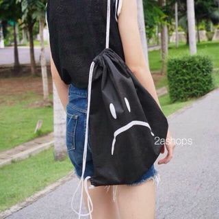 กระเป๋าเป้หูรูดSad bag :( สีดำ