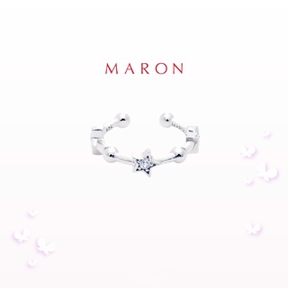 MARON - Feo Stars Hoop Ring Earcuff ชุบสี White Gold ต่างหูหนีบ พลอยเพทายสีขาว เงินแท้925