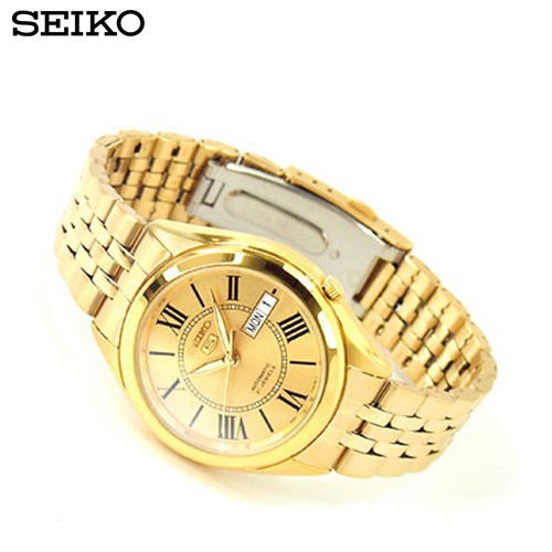 Seiko 5 Sports Automatic นาฬิกาข้ิอมือผู้ชาย Men Watch Gold สายสแตนเลส รุ่น SNKL38K,SNKL38K1