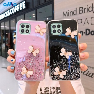 เคสSamsung Galaxy A22 5G M32 A12 A42 A02S A02 M12 M02 Phone Case Butterfly Glitter Bling Clear Soft Case เคสโทรศัพท์ SamsungA22 SamsungM32 SamsungA02