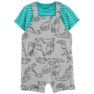 CarterS Short Overalls+T Shirt 2Pc Gray L8 คาร์เตอร์เสื้อผ้าชุดเซทเอี๊ยมผ้าพร้อมเสื้อ