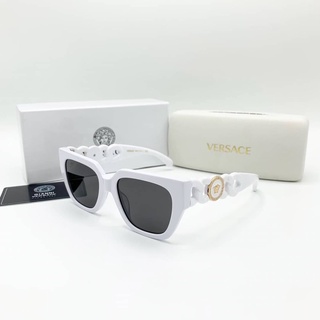 VERSACE MEDUSA CHAIN SUNGLASSES IN WHITE แว่นตากันแดดแบรนด์เวอร์ซาเช่ กรอบสีขาว เลนส์เคลือบสารกันรังสี uv400