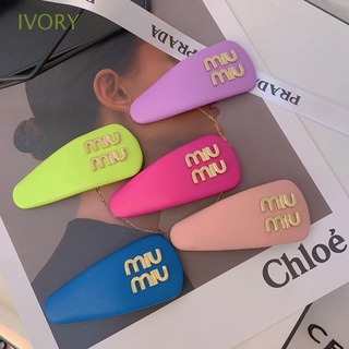 Ivory กิ๊บติดผมหนัง รูปตัวอักษร MIU สีแคนดี้ สไตล์เกาหลี เครื่องประดับ สําหรับผู้หญิง