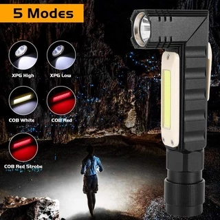 2 in 1 ไฟฉายมัลติฟังก์ชั่น COB+XPG ไฟฉายและไฟคาดศีรษะ ท้ายแม่เหล็กหมุนได้ 360 องศา แบตเตอรี่ในตัว ชาร์จ USB