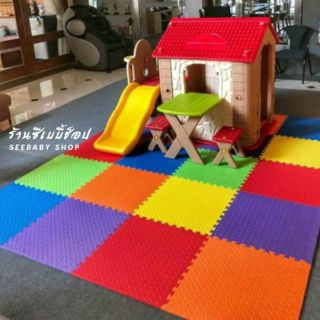 แผ่นรองคลานแบบจิ๊กซอร์แผ่นใหญ่และหนา ขนาด 60*60 cm. แพค 6 แผ่น 6สี มีปิดขอบ