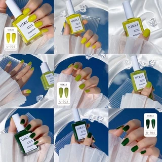 สีทาเล็บกึ่งเจล U-DELI ไม่ต้องอบ Vegan Nailpolish Green Tone โทนสีเขียวสดใส เล็บดูไบรท์ Group