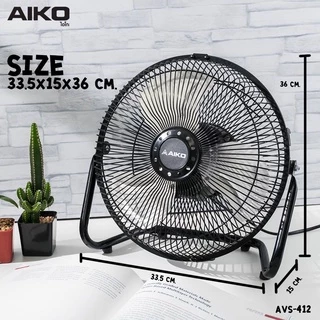 AIKO ไอโกะ พัดลม รุ่น AVF-412 ขนาด 12" ตั้งโต๊ะ สีดำ ใบพัดเหล็ก *รับประกัน 2 ปี*