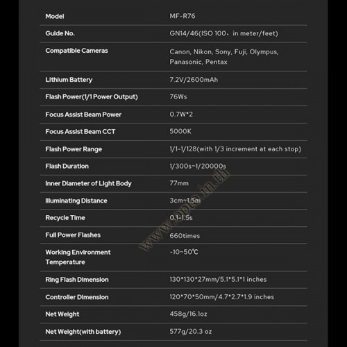 Godox MF-R76 Macro Ring Flash ริงแฟลชมาโคร 76W