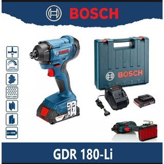 Bosch GDR180Li สว่านไขควง กระแทก ไร้สาย พร้อม แบต2ก้อน และแท่นชาร์จ GDR180 (กล่องแข็ง) GDR180 li GDR180-Li