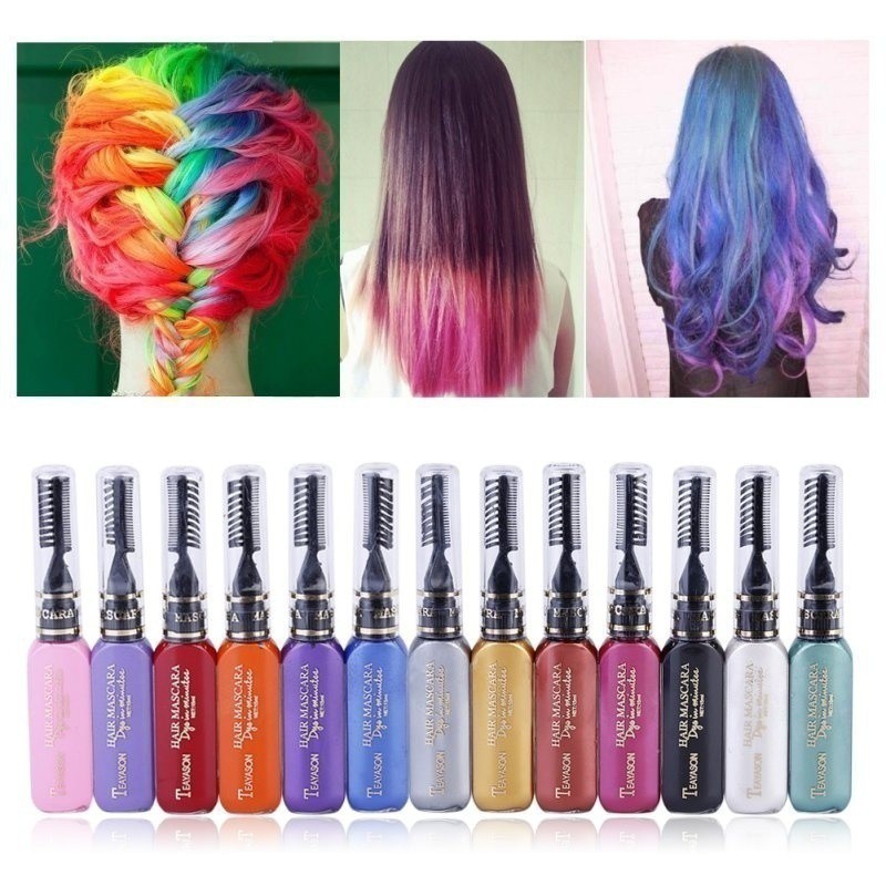 Teayason มาสคาร่าย้อมสีผม แบบใช้แล้วทิ้ง สีขาว สีน้ําเงินเข้ม