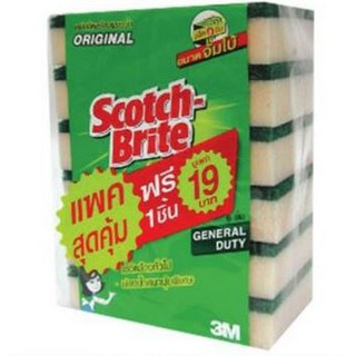 3M ฟองน้ำใหญ่ ขนาด 3.5”X6” แพ็คละ6ชิ้น สก็อตซ์ไบรท์+++ 3M Scotch Bright size 3.5”X6” 6each/pack++