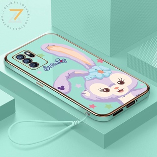 Zymello เคส OPPO Reno 6Z Reno 5 Reno 4 เคสโทรศัพท์ซิลิโคน 6D ชุบโลหะแฟชั่นสายซิลิโคนกระต่ายน่ารัก