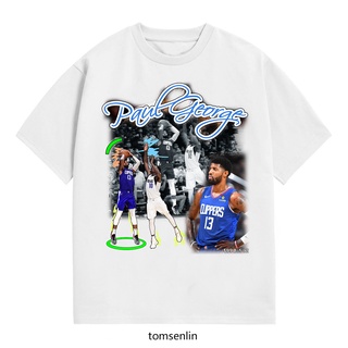 เสื้อยืดโอเวอร์ไซส์[Yootaaa] เสื้อยืดแขนสั้น ผ้าฝ้าย ทรงหลวม ลาย NBA Los Angeles Clippers Paul George สไตล์ฮิปฮอป 2022S-