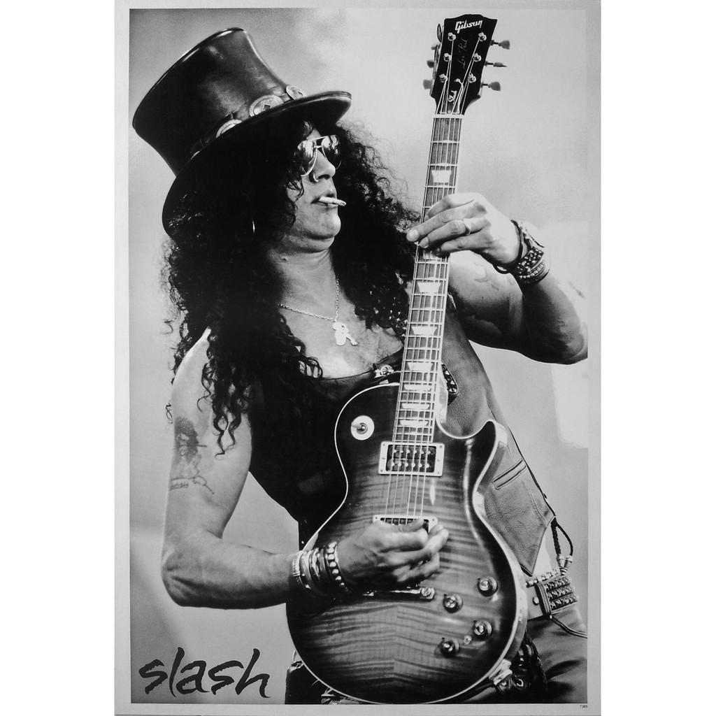 โปสเตอร์ รูปถ่าย นักดนตรี ร็อก Slash Guns N' Roses POSTER 24"x35" Inch Guitar Players Hard Rock Heav
