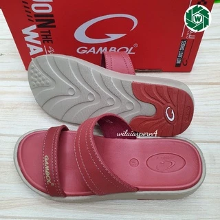 GAMBOL รองเท้าแตะสวมหญิง รุ่น GW42141 ไซส์ 36-39 สีดำ สีน้ำตาล สีอิฐ ยปส.