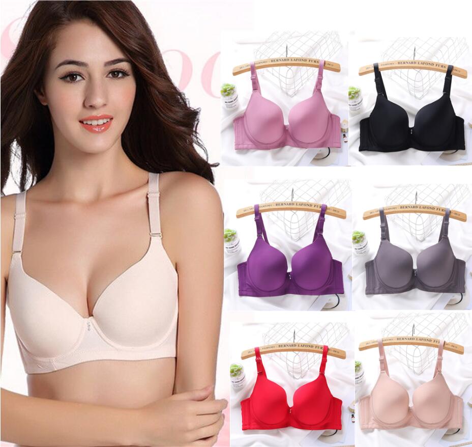 C D Cup Bra ขนาดใหญ่ 36-44 Seamless Wired Push Up Bra นุ่มสบายผู้หญิง Innerwear Bras